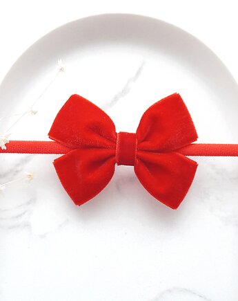 Opaska dla niemowlaka świąteczna kokardka welurowa CZERWONA  OTS04, FILIPOLA