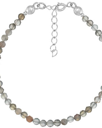 Bransoletka srebrna z kamieni naturalnych agat botswana 3mm, Bring Biżuteria