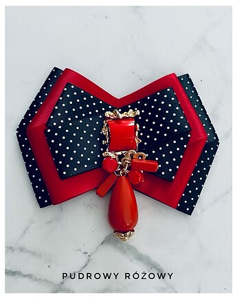 Brosza  z ozdobą w stylu glamour z czerwonymi  kamieniami NEW, Pudrowy Różowy
