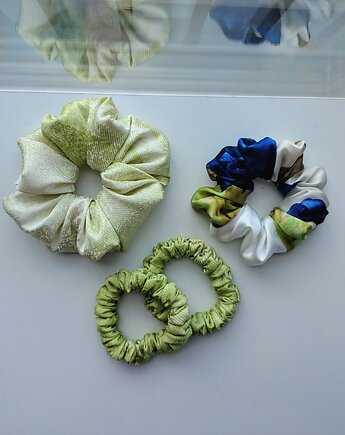 Pistacjowy krem - zestaw jedwabnych scrunchie, BARLA
