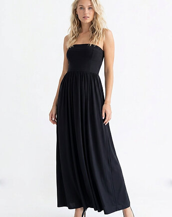 Elegancka sukienka koktajlowa maxi bez ramiączek - M1344, FIGL