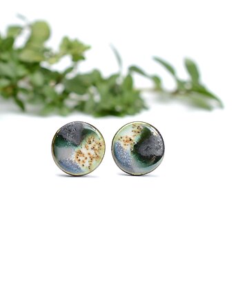 Kolczyki krajobrazy-sztyfty ceramiczne, Dorca