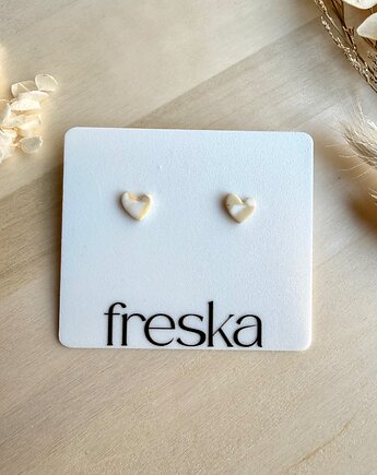 Kolczyki Serduszka matowe - piaskowe, freska