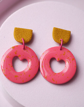 Lekkie kolczyki z glinek z sercem, MODELINOVA