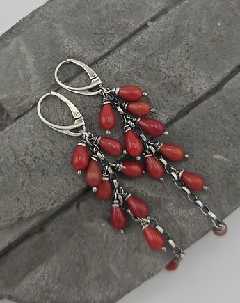 Długie kolczyki z koralem, RayOfArt