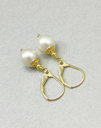 Białe perły w złocie - kolczyki, Yamira Art Studio