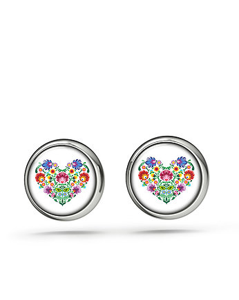 Kolczyki sztyfty - Folkowe serce - mini, yenoo