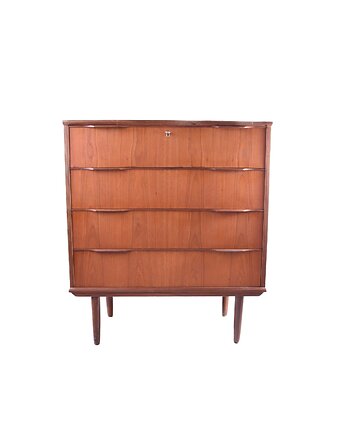 Duńska komoda Ejstrup Mobelfabrik teak 4 głębokie szuflady nóżki 85x95x41cm, Strzecha