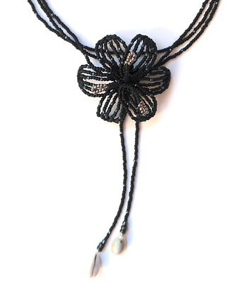 Czarna lilia - naszyjnik choker, Hibiscus