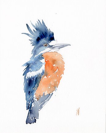 Oryginalna akwarela. Rybaczek, alquadro