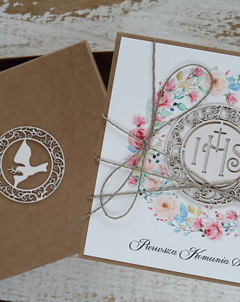 Kartka na komunię - pamiątka komunii ręcznie robiona Prezent, sorte