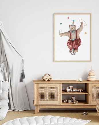 MIŚ ŻONGLER - plakat dla dzieci, Pastelowelove
