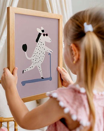 Plakat Zebra na hulajnodze - Plakaty Na Ścianę Dla Dzieci, Dekoracjan