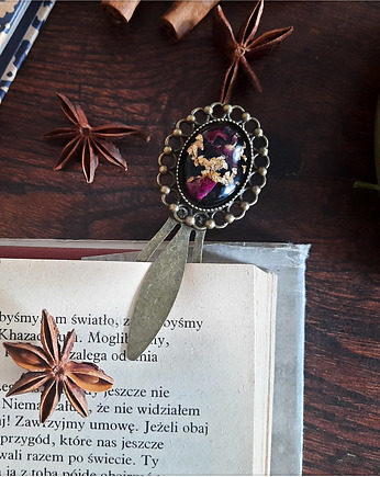 Zakładka z różą, owal, Figa handmade accessories