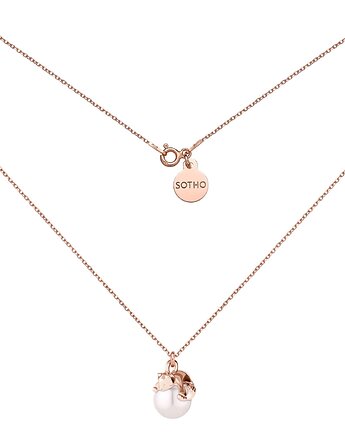 Naszyjnik z różowego złota z kotkiem i perłą SWAROVSKI CRYSTAL, SOTHO