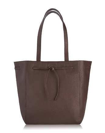 TORBA SHOPPER SKÓRZANA DAMSKA NA RAMIĘ BRĄZOWA PAOLO PERUZZI IN-64-BR, Paolo Peruzzi