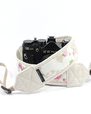 Pasek do aparatu Róże na Ecru camera strap, RękaProduction