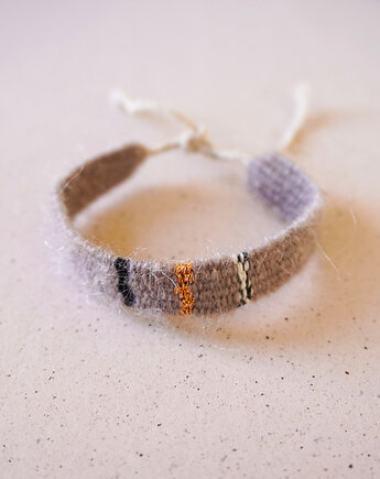 Boho biżuteria z włóczki, trzy paseczki, Słońcem Tkane