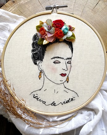 Obrazek Frida Kahlo  ręcznie haftowana dekoracja ścienna, gingerolla