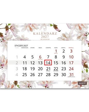 Kalendarz Ścienny Pojedynczy 2027 Blossom A4, Planerum