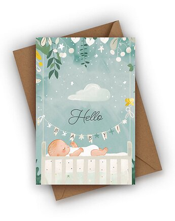 Kartka z okazji narodzin dziecka- Hello Baby!, Czarna Owca Karteczki