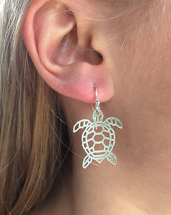 Kolczyki srebrne z żółwiem, origami żółw, Anemon Atelier