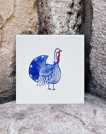 Indyk namalowany na kafelku, AZUL kafelki