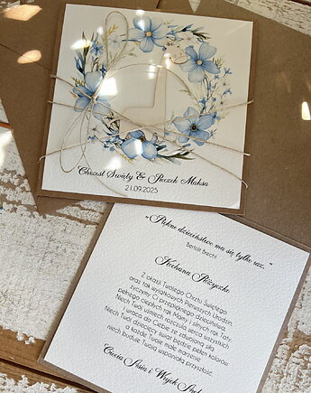 Wyjątkowa ręcznie robiona kartka na chrzest i roczek z imieniem, sorte