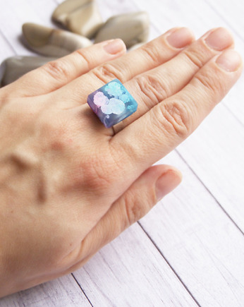 S A L E : UNIKATOWY pierścień z żywicy INKY colors, kaktusia