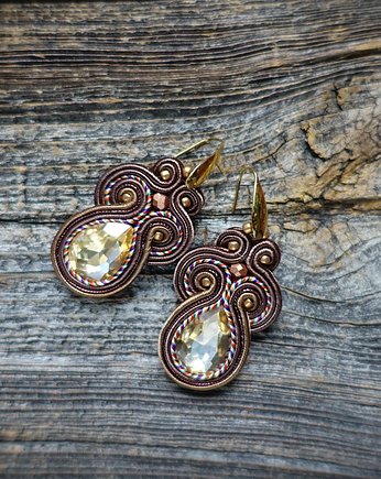 Brązowe kolczyki soutache, Mró Soutache