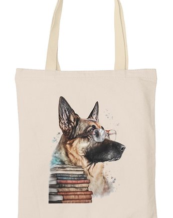 Torba pies owczarek niemiecki książki mól książkowy prezent biblioteka, EvienArt