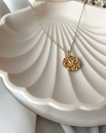 Pozłacany Naszyjnik Crush z młotkowaną zawieszką, Martellie Jewellery