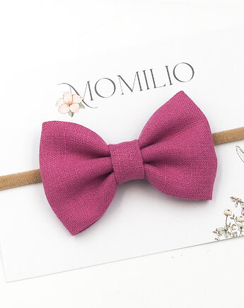 Opaska do włosów kokarda z lnu  Linen Bow Fuksja, Momilio