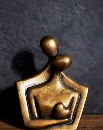 Rzeźba z gipsu, Para Zakochanych, ogniste złoto, wys. 11,8 cm, JBJart Justyna Jaszke