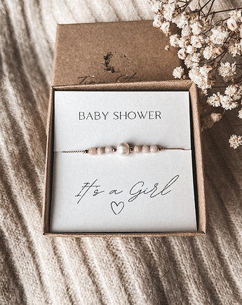 Bransoletka Babygirl na Baby Shower, prezent Babyshower dla dziewczynki, Tiny Stone