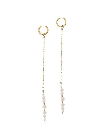 Długie subtelne kolczyki z Perłami Pozłacana stal szlachetna  9mm, Kulka Bransoletki