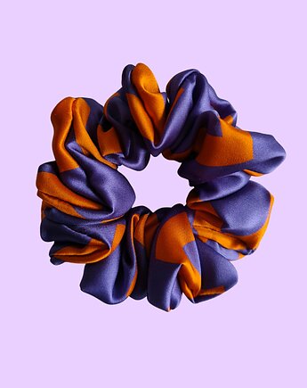 Gumka jedwabna, scrunchie, frotka fioletowa koniczyna MAXI, Capillum