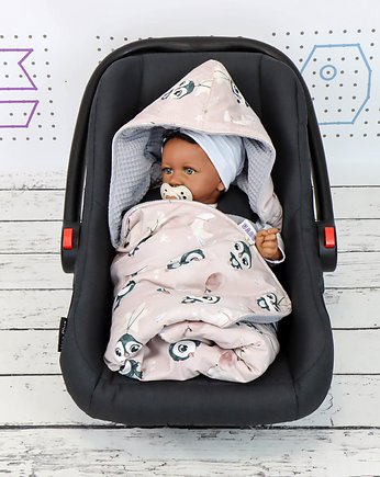 Bawełniany Kocyk do fotelika Newborn - Pingwinki Róż, Nuva