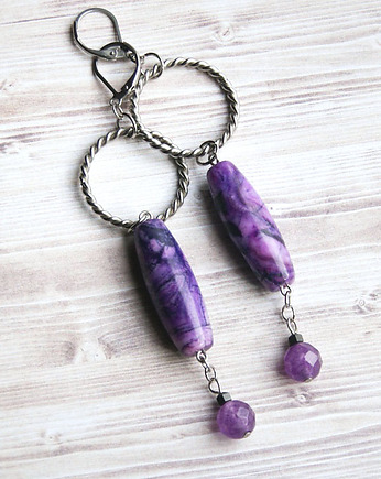 LUX. UNIKATOWE kolczyki :: agat & ametyst, kaktusia