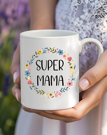 Kubek na dzień mamy prezent dla mamy super mama, EvienArt