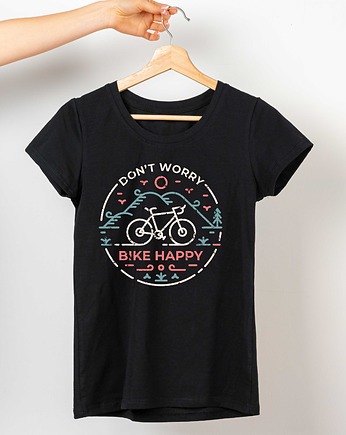 Koszulka  z nadrukiem Don't worry bike happy, ART ORGANIC