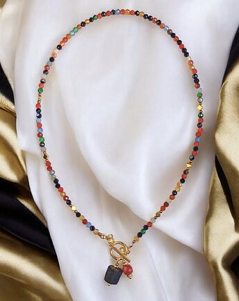 Agat jesienny : naszyjnik z karneolem i turmalinem, kaktusia