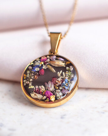 Wisiorek z kompozycją kwiatową, nature gift