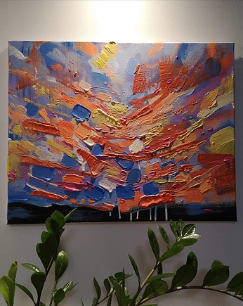 Obraz ręcznie malowany na płótnie 40 x 50 cm - abstrakcyjny pejzaż, Kasia Kulicka