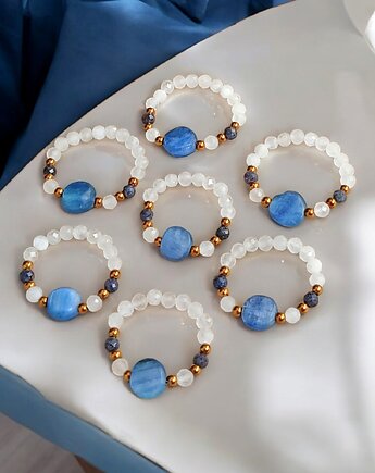 Pierścionek PREMIUM : kyanit, szafir, kamień księżycowy - PIERŚCIONEK, kaktusia