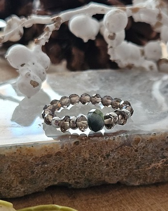 Pierścionek z kwarcem dymnym i turmalinem, REVEAL