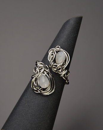 Pierścionek kamień księżycowy wire wrapping, Agata Rozanska