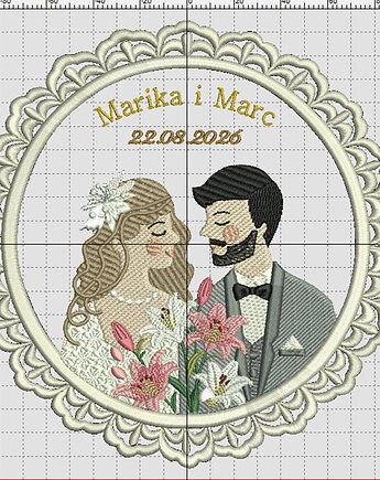 Personalizowana pamiątka ślubna, haft w oprawie vintage, Plasun