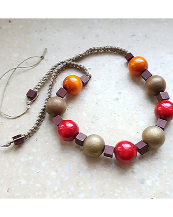 5216 naszyjnik boho naturalny drewno, kama4you