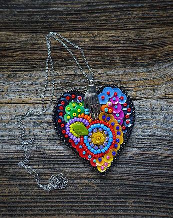 Kolekcja Frida - wisior kolorowe serce Fridy, Mró Soutache